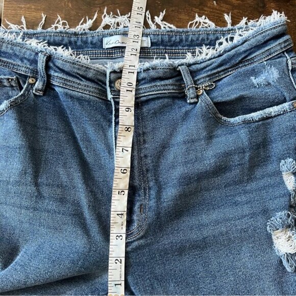 KanCan Women’s 32 High Rise Rolled Hem Boyfriend Jean Blue Stretch Distressed - Picture 11 of 12